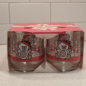Vintage Libbey Glassware Christmas Bear Tumblers set of 4